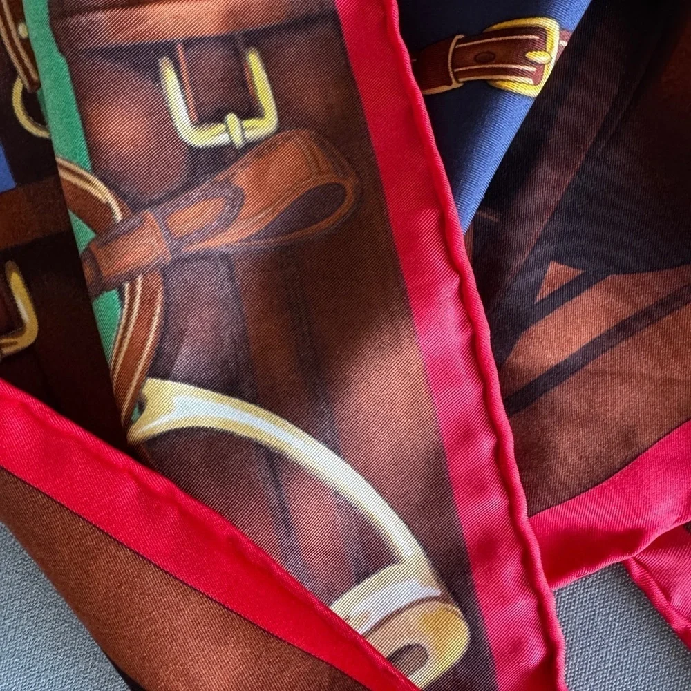 Ralph Lauren Collection Purple Label Equestrian Horse Silk Scarf Shawl 35